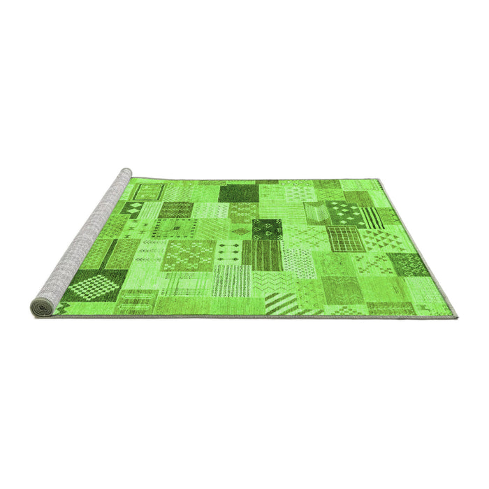 Sideview of Machine Washable Abstract Green Modern Area Rugs, wshabs3525grn