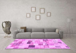 Machine Washable Abstract Purple Modern Area Rugs in a Living Room, wshabs3525pur