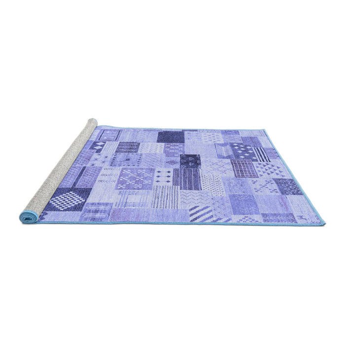 Sideview of Machine Washable Abstract Blue Modern Rug, wshabs3525blu