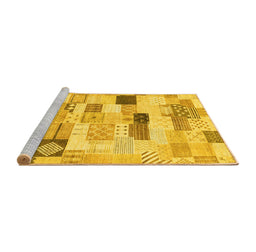 Sideview of Machine Washable Abstract Yellow Modern Rug, wshabs3525yw