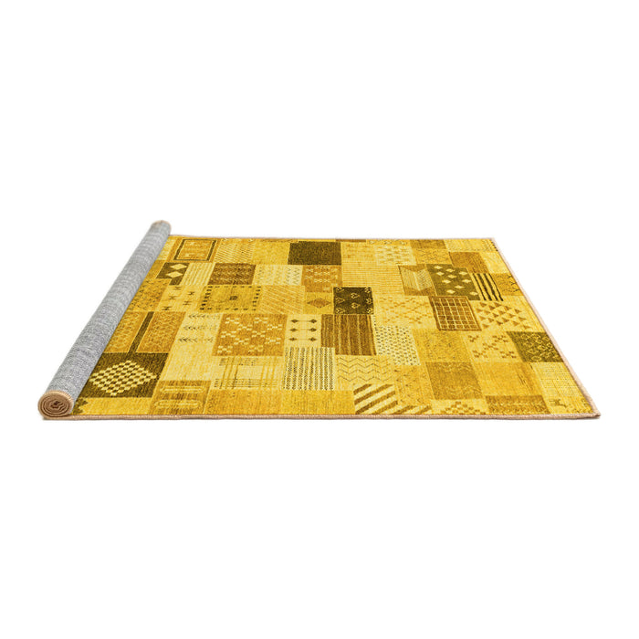 Sideview of Machine Washable Abstract Yellow Modern Rug, wshabs3525yw