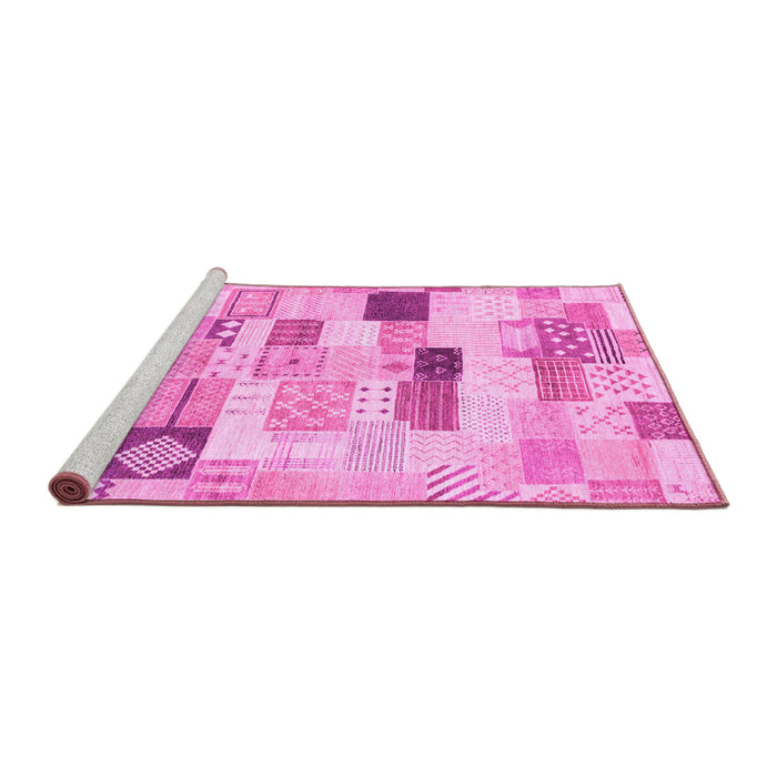 Sideview of Machine Washable Abstract Pink Modern Rug, wshabs3525pnk