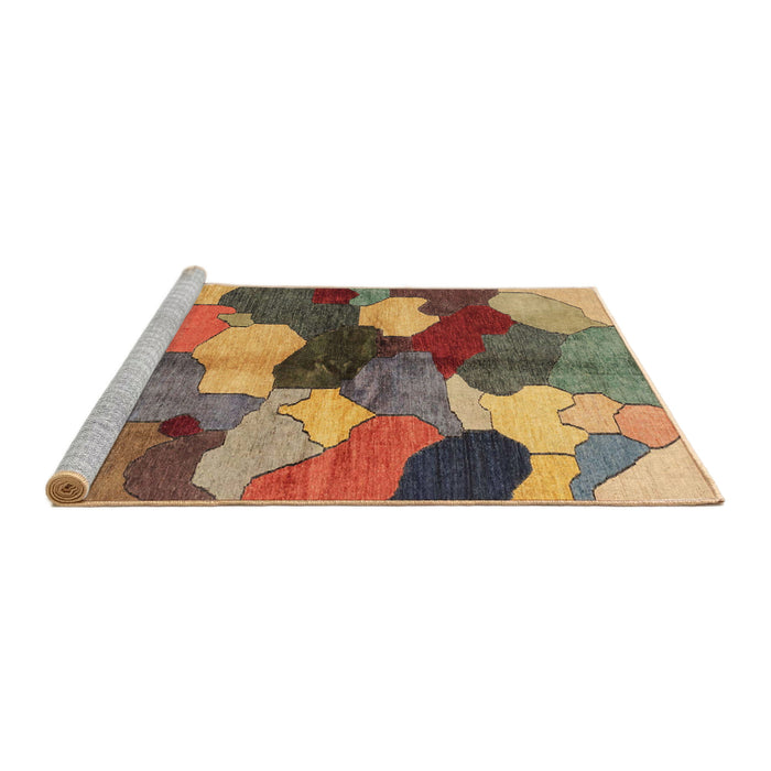 Sideview of Machine Washable Abstract Red Brown Rug, wshabs3526