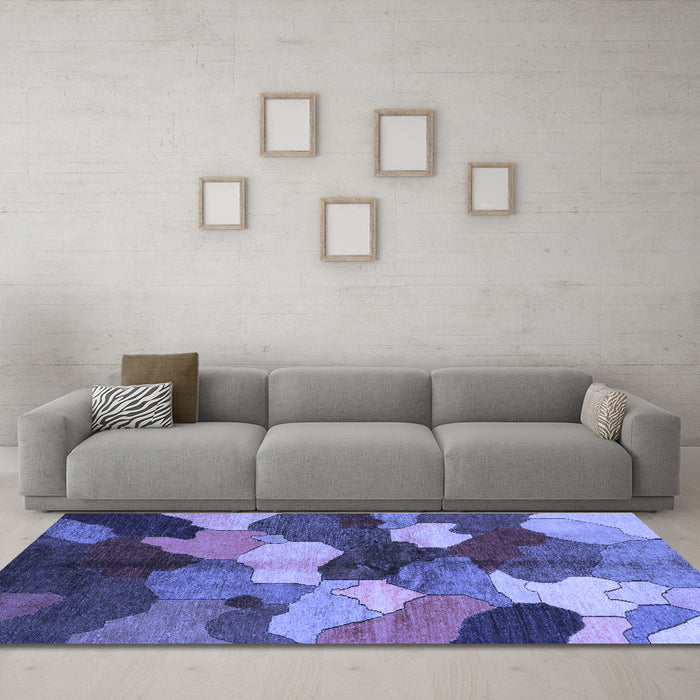 Machine Washable Abstract Blue Modern Rug in a Living Room, wshabs3526blu