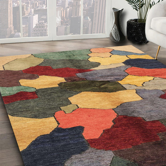 Machine Washable Abstract Red Brown Rug in a Family Room, wshabs3526