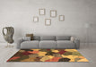 Machine Washable Abstract Brown Modern Rug in a Living Room,, wshabs3526brn