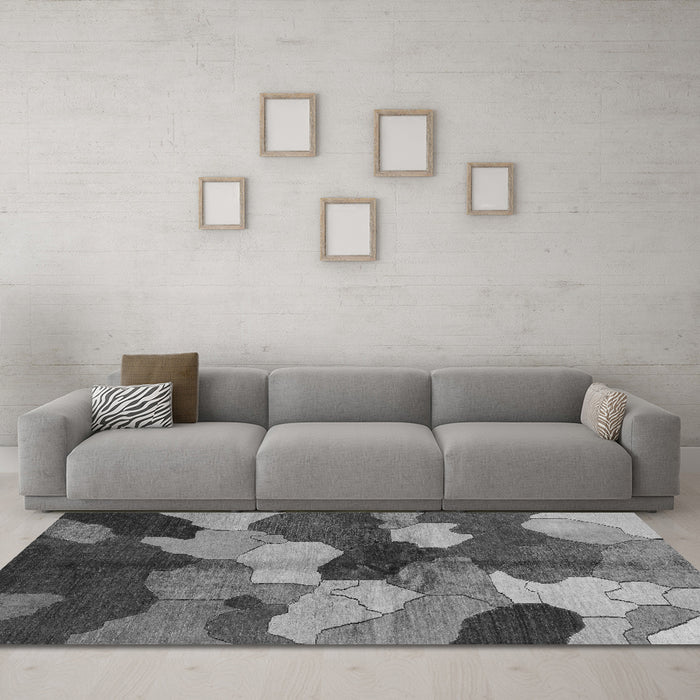 Machine Washable Abstract Gray Modern Rug in a Living Room,, wshabs3526gry