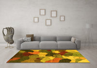 Machine Washable Abstract Yellow Modern Rug, wshabs3526yw