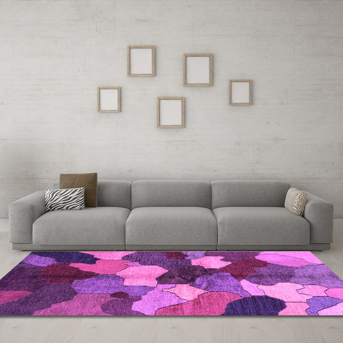 Machine Washable Abstract Purple Modern Area Rugs in a Living Room, wshabs3526pur