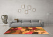 Machine Washable Abstract Orange Modern Area Rugs in a Living Room, wshabs3526org