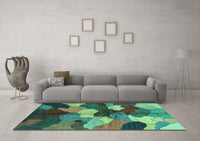 Machine Washable Abstract Turquoise Modern Rug, wshabs3526turq