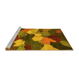 Sideview of Machine Washable Abstract Yellow Modern Rug, wshabs3526yw