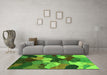 Machine Washable Abstract Green Modern Area Rugs in a Living Room,, wshabs3526grn