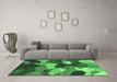 Machine Washable Abstract Emerald Green Modern Area Rugs in a Living Room,, wshabs3526emgrn