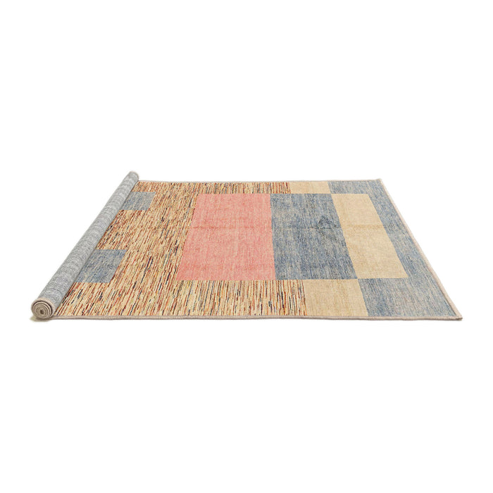 Sideview of Machine Washable Abstract Light Copper Gold Rug, wshabs3527