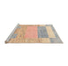 Sideview of Machine Washable Abstract Light Copper Gold Rug, wshabs3527