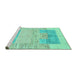 Sideview of Machine Washable Abstract Turquoise Modern Area Rugs, wshabs3527turq