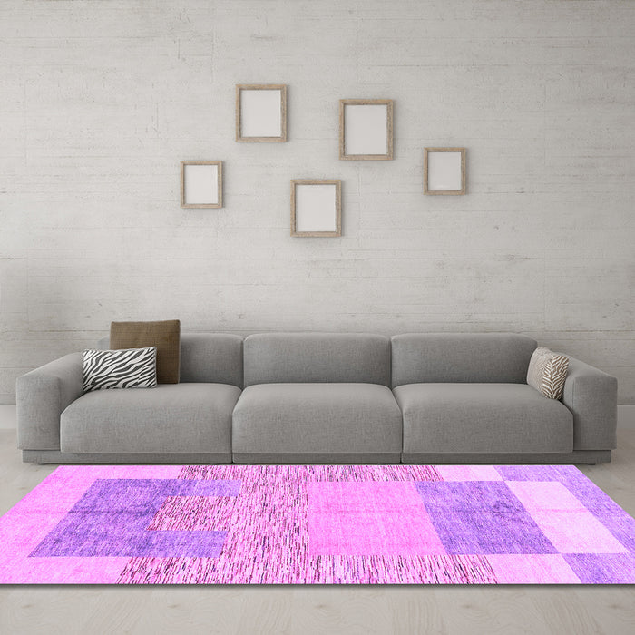 Machine Washable Abstract Purple Modern Area Rugs in a Living Room, wshabs3527pur