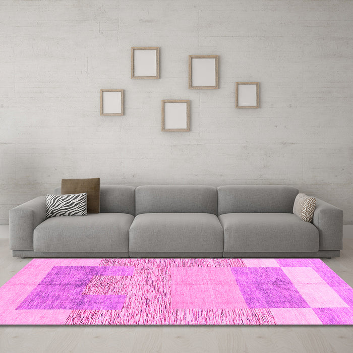 Machine Washable Abstract Pink Modern Rug in a Living Room, wshabs3527pnk