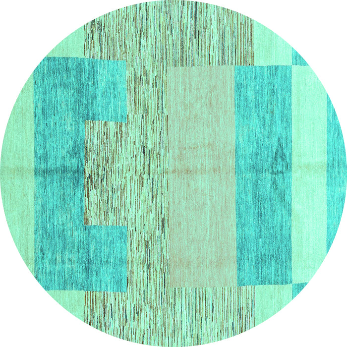 Round Abstract Turquoise Modern Rug, abs3527turq