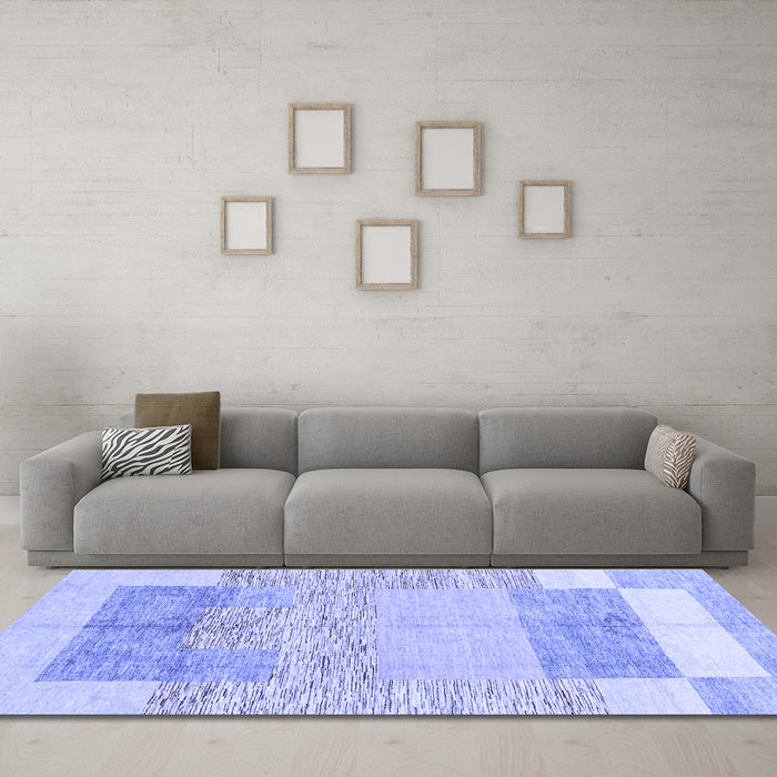 Machine Washable Abstract Blue Modern Rug in a Living Room, wshabs3527blu