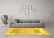 Machine Washable Abstract Yellow Modern Rug in a Living Room, wshabs3527yw