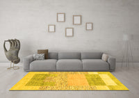 Machine Washable Abstract Yellow Modern Rug, wshabs3527yw