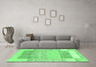 Machine Washable Abstract Emerald Green Modern Area Rugs in a Living Room,, wshabs3527emgrn