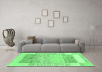 Machine Washable Abstract Emerald Green Modern Rug, wshabs3527emgrn