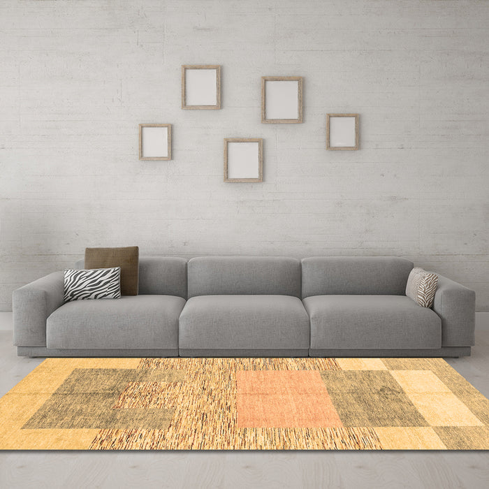 Machine Washable Abstract Brown Modern Rug in a Living Room,, wshabs3527brn