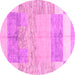 Round Machine Washable Abstract Pink Modern Rug, wshabs3527pnk