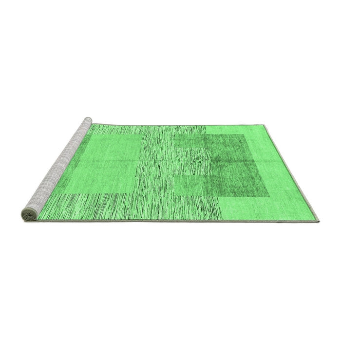 Sideview of Machine Washable Abstract Emerald Green Modern Area Rugs, wshabs3527emgrn