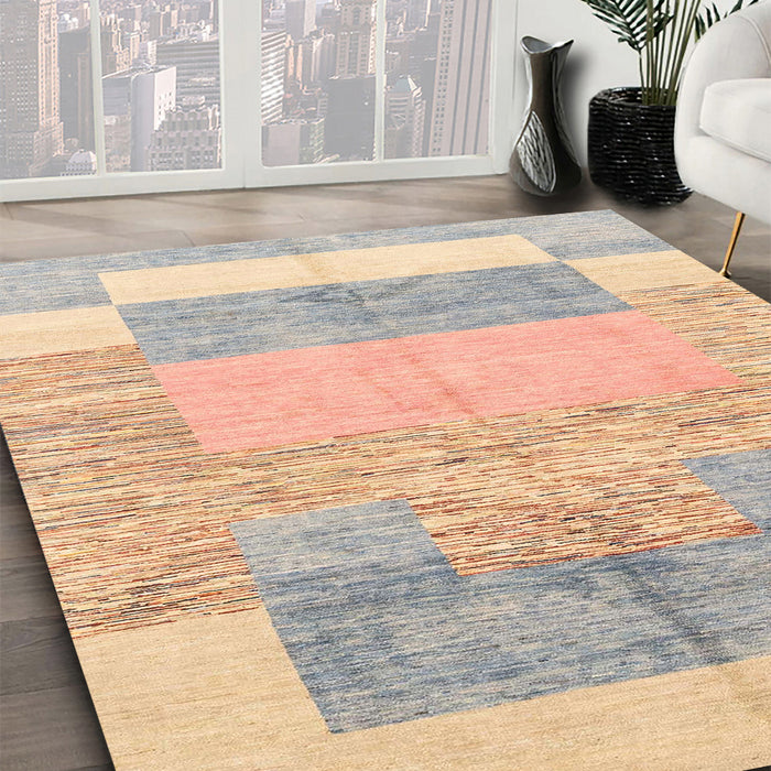 Abstract Light Copper Gold Modern Rug in Family Room, abs3527