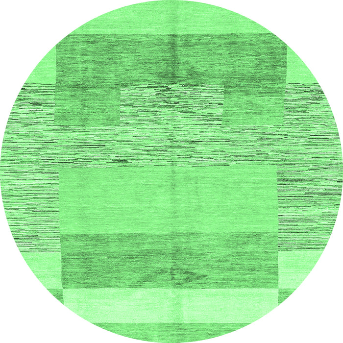 Round Abstract Emerald Green Modern Rug, abs3527emgrn