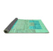 Sideview of Abstract Turquoise Modern Rug, abs3527turq