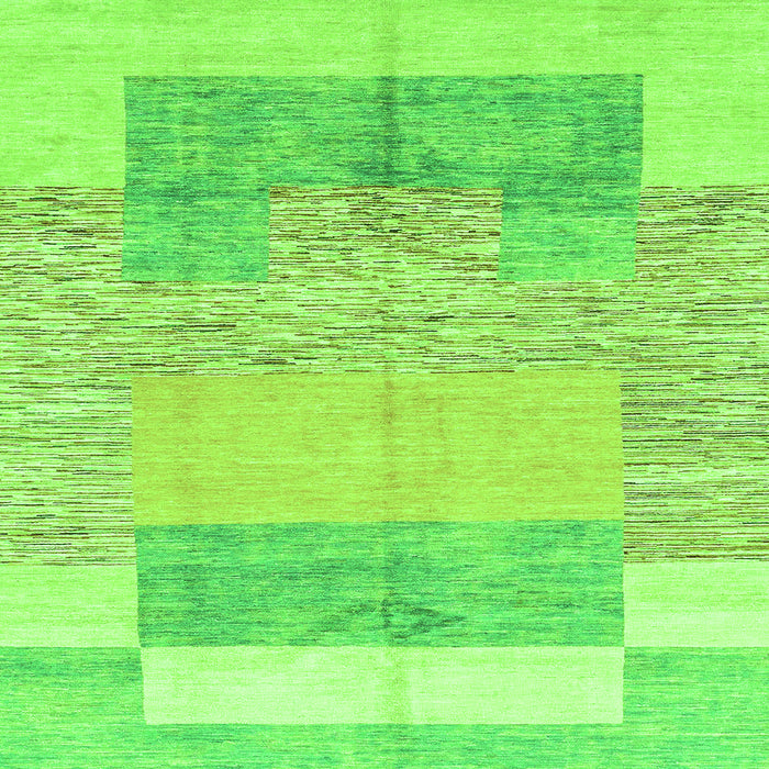 Square Machine Washable Abstract Green Modern Area Rugs, wshabs3527grn