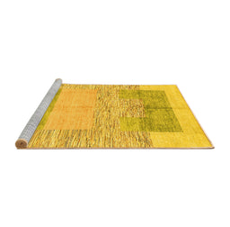 Sideview of Machine Washable Abstract Yellow Modern Rug, wshabs3527yw