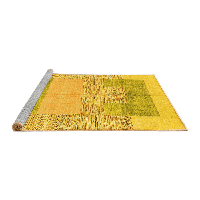 Sideview of Machine Washable Abstract Yellow Modern Rug, wshabs3527yw