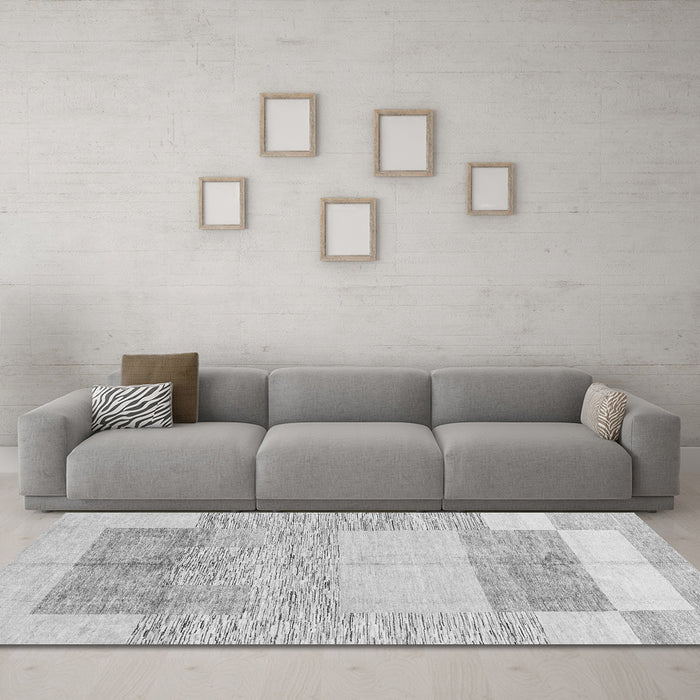 Machine Washable Abstract Gray Modern Rug in a Living Room,, wshabs3527gry