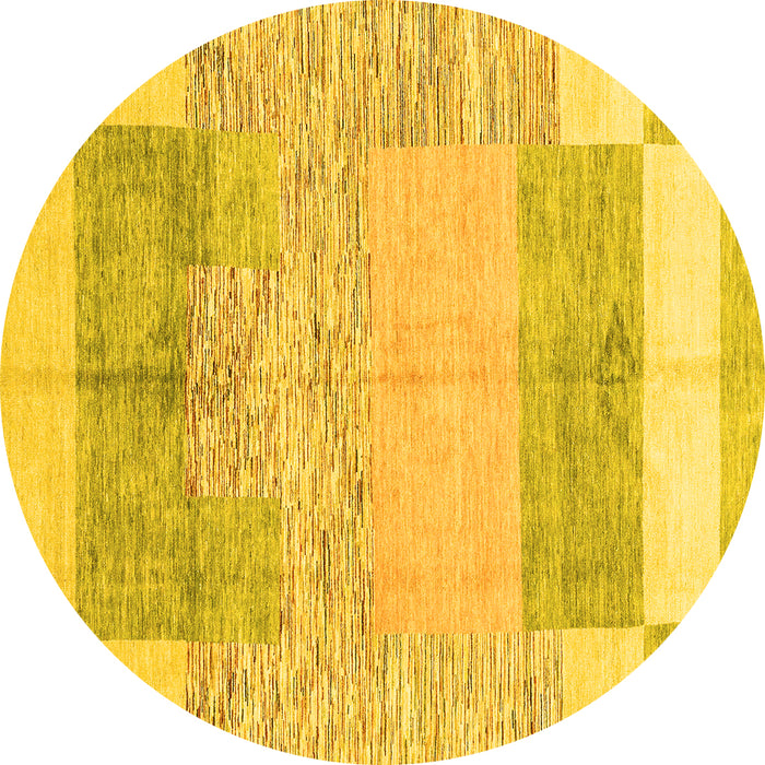 Round Abstract Yellow Modern Rug, abs3527yw
