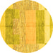 Round Abstract Yellow Modern Rug, abs3527yw