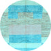 Round Abstract Light Blue Modern Rug, abs3527lblu