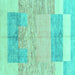 Square Abstract Turquoise Modern Rug, abs3527turq