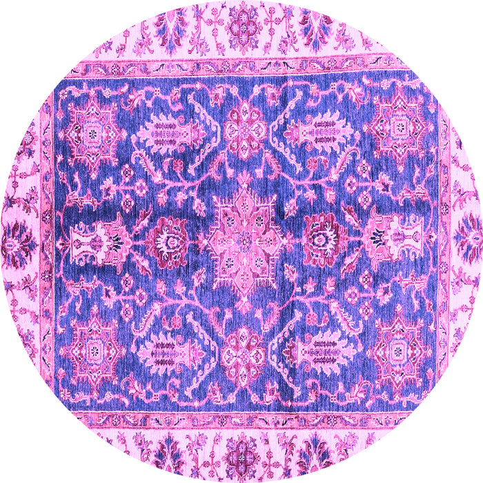 Round Machine Washable Oriental Purple Traditional Area Rugs, wshabs3528pur