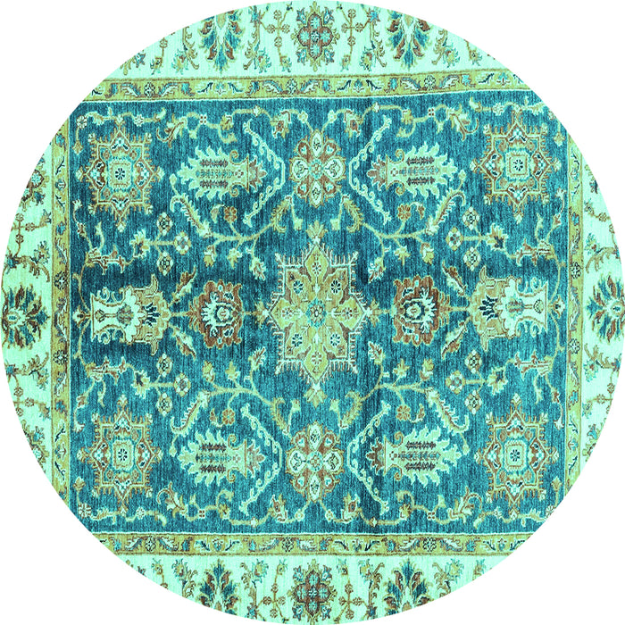 Round Oriental Turquoise Traditional Rug, abs3528turq