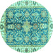 Round Oriental Turquoise Traditional Rug, abs3528turq