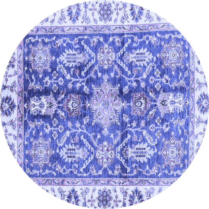 Round Machine Washable Oriental Blue Traditional Rug, wshabs3528blu
