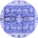 Round Machine Washable Oriental Blue Traditional Rug, wshabs3528blu