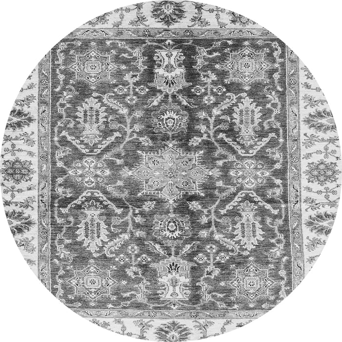 Round Machine Washable Oriental Gray Traditional Rug, wshabs3528gry