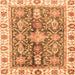 Square Machine Washable Oriental Orange Traditional Area Rugs, wshabs3528org